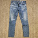 AG Adriano Goldschmied Blue Skinny Distressed Jeans with Paint-Splatter