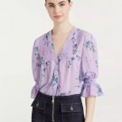 Cinq A Sept Jennings Ruffled Sleeve Blouse In Floral Lilac