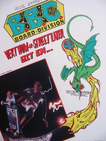 1989 BBC B.B.C. Skateboards Reese Simpson '80s Print Ad