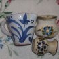 Vintage Antique Ceramic Pitcher Lot Of 3 With Blue Flower Average 2" Norway