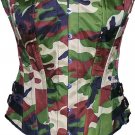 Camouflage Army CORSET BASQUE HEAVY LACING STEEL BONED side trims