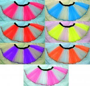 neon tutu skirt rave punk cyber hen party dance fancy costume dress red white hot pink yellow blue