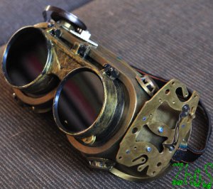 Steampunk Goggles Glasses Cyber post Apocalypse mad professor Gear wheels watch