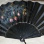 Antique C1885 Victorian Handptd Fan w/Wooden Handle