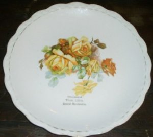 10" Victorian Yellow Roses Advertising Plate Gen Mdse
