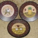 Set of 3 Wonderful Primitive Small Plaques, 4 1/2"