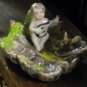 Early German Figurine w/Baby Playing Music in Leaf