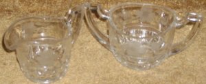 Rare Early Pattern Glass Sugar Bowl & Creamer