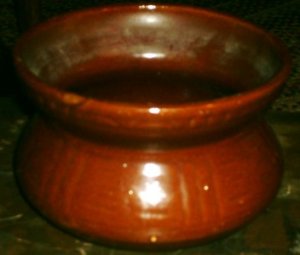9" Victorian Brownware Pottery Spittoon,Super Early  NR