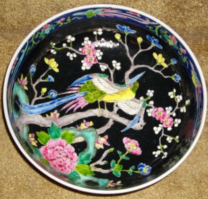 C1890 Oriental Bowl, Marked Nippon, Moriage w/Birds