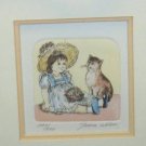 Limited Edition Signed & Numbered Anna Weber Etching, Cat & Little Girl