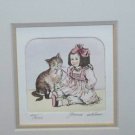 Limited Edition Signed & Numbered Anna Weber Etching, Cat & Little Girl