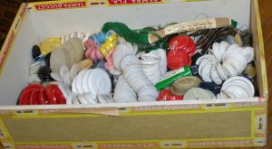 Cigar Box w/Vintage Buttons, Sewing Items, Many Sets