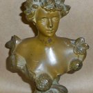 Art Nouveau French Patinated Bronze Spelter Metal Bust of a Lady, Boule de Neige