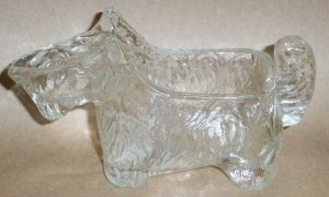 Antique Glass Candy Holder, Scotty Dog, Pipe Holder