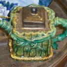 Early C1850 Majolica Teapot, Greens
