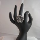 Stainless Steel CZ Flower Ring (Size Adjustable)