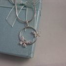 Gorgeous CZ Buttterflies Sterling Silver Pendant Necklace