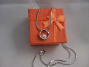 Simple Design Sterling Silver CZ Pendant Necklace