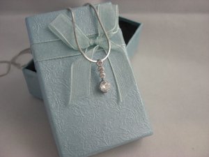 Fabulous Sterling Silver CZ Simulated Diamonds Pendant Necklace