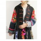 Chinese Style Hand-Sequined Black Quilt-Patterned Jacket