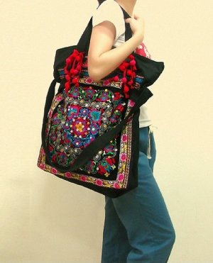 Hand-Sequined Larger Pink Hand bag/Shoulder bag