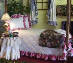AMY DOUBLE RUFFLED GINGHAM SWAG CURTAINS - 135 W x 63 L