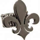 Black Ring Adjustable Stretch Fleur De Lis 1 1 2 Inch Tall 113118-1092BNBLK