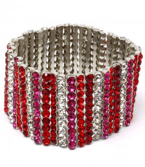 Red Bracelet Stretch Crystal Studs 1 1 2 Inch Width 11312-997741RDRED