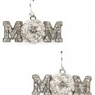 Clear Earring Fish Hook Crystal Studs Mom Volleyball Sports Texture 1 1 2 Inch Width 11315-1369RDCLR