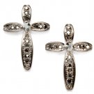 Black Earring Post Earring Crystal Studs Texture Cross Religious 1 1 4 Inch Drop 11315-2041BNBLK