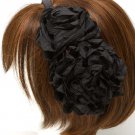 Black Hair Accessories Hair Band Elastic Fabric Flower Charm 5 Inch Width / 96827-027BLK