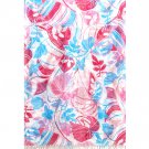 Fuschia Fashion Scarf 100% Linen Tropical Garden 24 Inch X 70 Inch + 4 Inch / 524627-020FSH