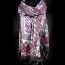 Gray Fashion Scarf Floral Print Edges Fringes 100% Polyester 23 Inch X 76 Inch +5F / 425630-366GRY