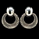 Silver Colored Earring Clip On Metal Casting Cabochon Crescent Texture 1 1 2 Inch Dr 32533-1131RDSIV