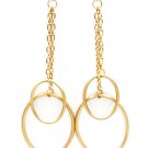 Gold Colored Earring Post Earring Hoops Multiple Hoops Matte Finish Multi Strands 4 32533-10878MGGOD