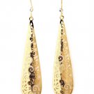 Gold Colored Earring Fish Hook Crystal Stud Tear Drop Filigree Pierced Texture 3 I 32533-101039GDGOD