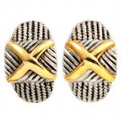 Gold Colored Earring Clip On Metal Casting Texture 20 Mm Drop 32533-09936TTGOD