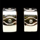 Clear Earring Clip On Metal Casting Arch Texture Crystal Studs 1 Inch Drop 32533-09326RDCLR