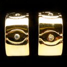 Clear Earring Clip On Metal Casting Arch Texture Crystal Studs 1 Inch Drop 32533-09325GDCLR