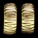 Gold Colored Earring Clip On Metal Casting Arch Texture Patterned 1 Inch Drop 32533-09306GDGOD