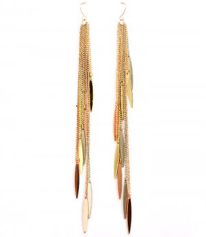 Multi Colored Earring Fish Hook Navette Charms Tassel 6 Inch Drop 32533-04764THMLT
