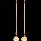 Gold Colored Earring Post Earring Linear Drop Ball 3 1 4 Inch Drop 32533-03915GDGOD