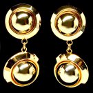 Gold Colored Earring Linear Drop Post Earring Dome Metal Casting 1 3 4 Inch Drop 32533-03468GDGOD