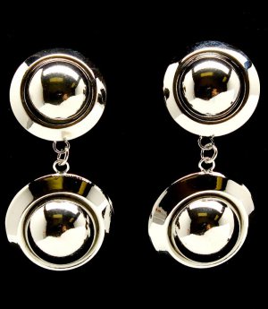 Silver Colored Earring Post Earring Metal Casting Metal Disc 1 1 2 Inch Drop 32533-03467RDSIV