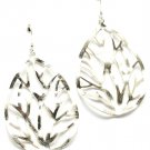 Silver Colored Earring Fish Hook Tear Drop Metal Casting Tree Pierced Texture 2 1 4 32528-75581MSSIV