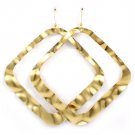 Gold Colored Earring Fish Hook Matte Finsih Square Texture 3 1 2 Inch Drop 32528-10467MGGOD