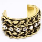 Clear Bracelet Cuff Metal Casting Crystal Stone Chain 1 3 4 Inch Width 325234-414AGCLR