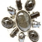 Gray Ring Adjustable Stretch Natural Stone Various Cut Cabochon Texture 1 1 2 Inch 321828-16111RDGRY