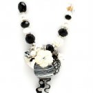 Animal Print Necklace Charm Bead Cord Shell Flower Faux Pearl Heart 16 Inch Long 321428-75432RDANI